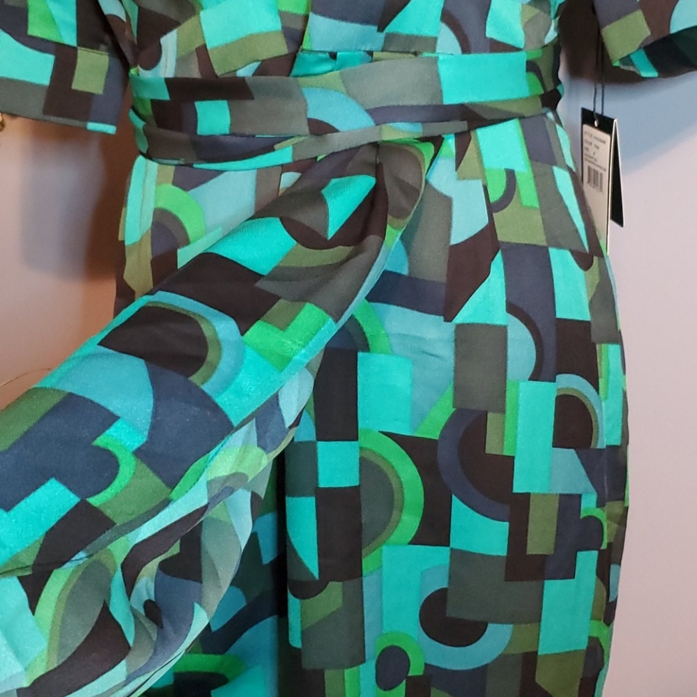 Adrianna Papell Draped Jersey Faux Wrap Dress Sz 8 - Picture 5 of 14